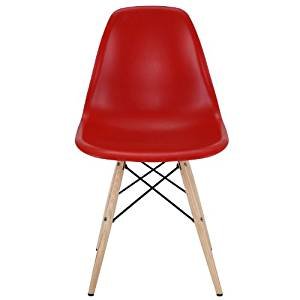 ApexStore Molded Plastic Side Chair with Dowel Leg Base - Red