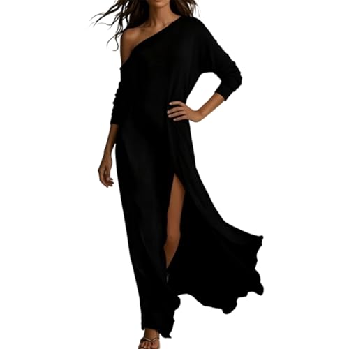 Vestido largo asimétrico para cena en yate y boda en playa