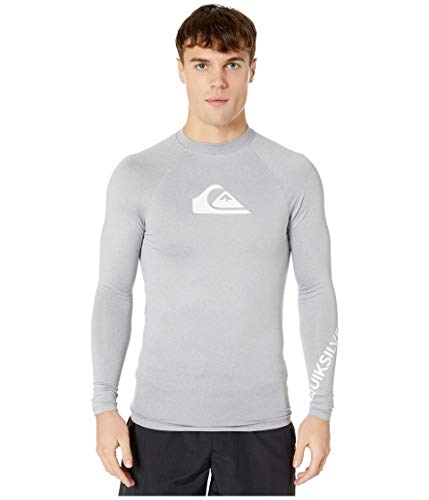 Quiksilver mens All Time Long Sleeve Rashguard Upf 50 Sun Protection Surf Rash Guard Shirt, Sleet...