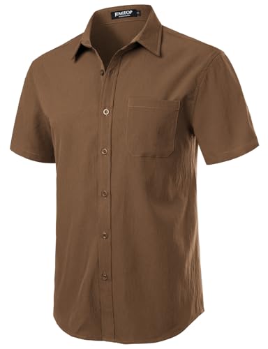 Image of JEMITOP Mens Stretch Wrinkle Free Texture Shirts