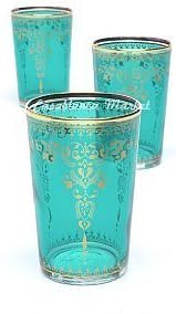 Casablanca Market Moroccan Morjana Tea Glass, 4 inches x 2.5 inches, Green
