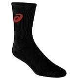ASICS Team Crew Sock (Single Pair Pack), Black/Red, Large