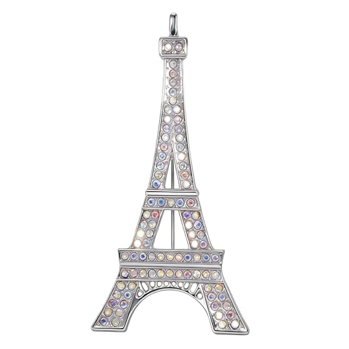 Image of Gyn&Joy Clear Crystal Rhinestones Eiffel Tower Fashion Brooch Pin