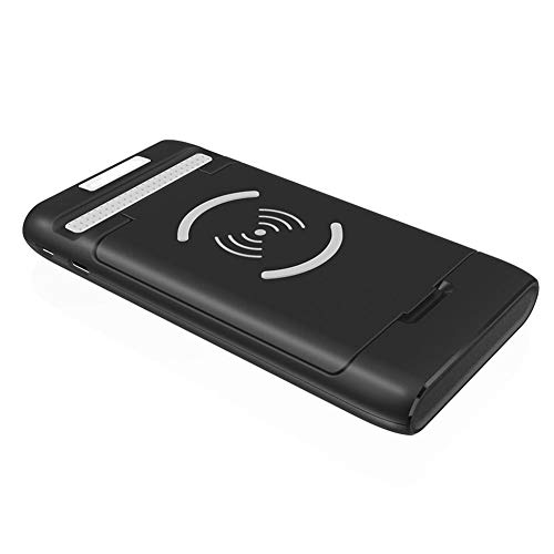 HUATINGRHEL Qi Wireless Portable Charger, 10000mAh Fast Charging Power Bank Battery Charger Pad External Battery Pack Mobile phone holder, black