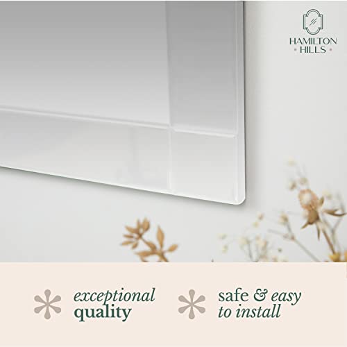 Hamilton Hills Rectangular 24x36 inch Silver Framed Vanity Mirror | Beveled Edge Squared Corner Frame Vanity Wall Mirror | Classy Decorative Bathroom Mirrors for Vanity, Hallway or Entry - Hanging - Image 4