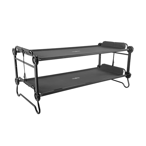 Disc-O-Bed Extra Large Portable Bunk Camping Cots with Carry Bags - Heavy-Duty Indoor or Outdoor Sleeping System Converts to Bench or Separate Beds 500 lb Weight Capacity Per Cot Black