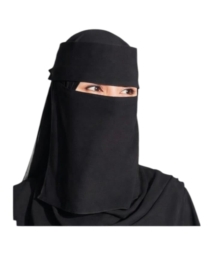 Premium Black Niqab Face Cover for Women | Breathable Nose Piece for Abaya | Soft Lightweight Islamic Face Veil | Full Coverage Modest Wear | Comfortable Daily & Prayer Use-image-14