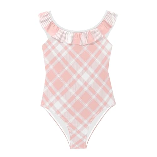 Traje de baño para niñas de 3-6 años SyXIOP bañador rosa de cuadros con volantes para verano