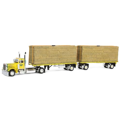 DCP 1/64 Peterbilt 379 Truck & 2 Pup Flatbeds with Hay Loads, 2024 NTT'NC Show 69-1815