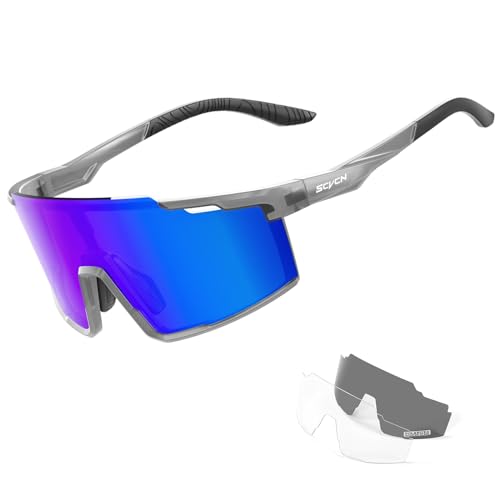 SCVCN Polarized Cycling Glasses Mountain Bike Glasses MTB Glasses Polarized Biking Sunglasses Men Women Bicycle Riding Goggles Sport Glasses Motorcycle Cycle Glasses Running Fishing Driving