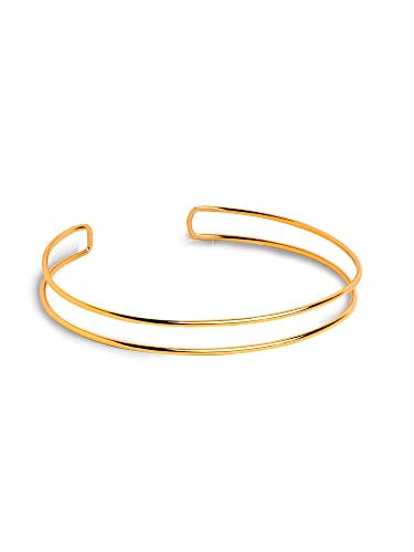 Collier rigide double SINGULARU le cadeau idéal en laiton plaqué or