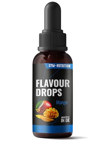 Flavour Drops Zuckerfrei 50ml mit Dosierpipette - Flavor Drops Lebensmittelaroma - Flavor Drops Zuckerfrei für Magerquark, Porridge uvm - von Gym Nutrition - Mango Geschmack