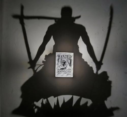 Image of Mini Roronoa Zoro Anime Shadow Lamp | One Piece Wanted Wall Light | LED Anime Wall Decor, Character Shadow Projection Lamp | Otaku Room Bedroom Decor