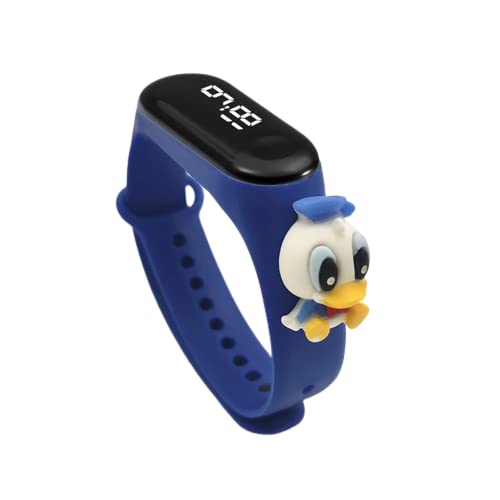 ZOVUTA Digital Dial Waterproof Stylish & Fashionable Wrist Smart Watch LED Band for Kids, Colorful Cartoon for Boys & Girls (Removable Silicon Strap) (Royal Blue Duck)