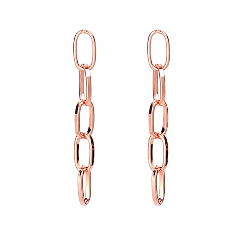 Boucles d'oreilles pendantes plaqué or 14k pour femme avec longue chaîne à maillons stylée