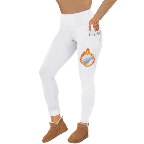CAMPSNAIL Fleece Lined Leggings Women - Thick Soft High Waisted Black Tummy Control Thermal Warm Velvet Pants for Cold Winter