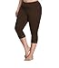 Women's Plus Size Cropped Lace Trim Leggings - Summer Capri Pants Brown, 1X