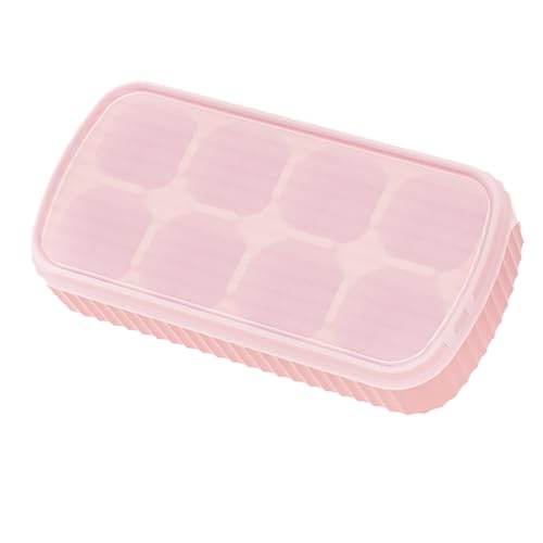 Bandeja de hielo de silicona flexible con tapa rosa