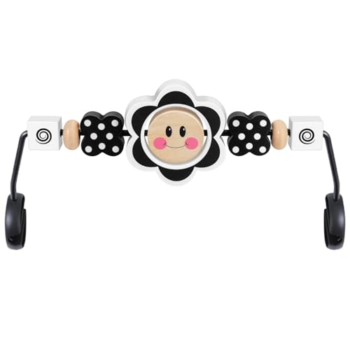 iGRATENS Baby Bjorn Bouncer Toy Bar, Upgrade Toy for Baby Bouncer Soft & Bliss, Easy to Attach and Remove, Child-Friendly Materials, Exciting Design for Curious Babies, Black and White Flowers