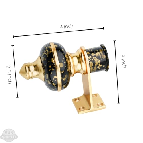 Image of Stylish Curtain Hooks /Curtain Knobs /Rod Rail Bracket for Home Black Gold Finish (4P, Black Gold)