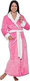 Silver Lilly Womens Luxury Fleece Robe - Fully Lined Plush Sherpa Bathrobe (Pink, Small-Medium)