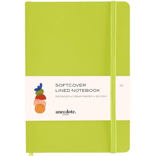 Carnet d'écriture quotidien A5 avec journal ligné jaune et papier crème épais 80 g/m²