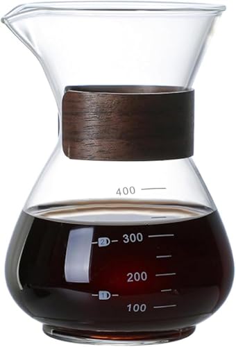 コーヒーサーバー 割れない 高ホウ素シリカガラス材料 目盛付き 直火対応 コーヒーポット ドリップコーヒーサーバー ペーパーコーヒーフィルター不要 電子レンジ 食洗機対応 コーヒー用品 使いやすい 洗いやすい 多用途 家用 喫茶店 400ml (A)