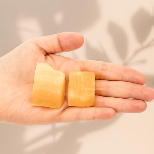 Image of Amazing Gemstone Orange Selenite Raw Crystals and Healing Stones, Natural Rocks for Tumbling - DIY Raw Stones and Crystals, 2 Pieces