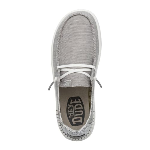 Image of HEYDUDE Women's Wendy Rise Slip On Shoe, Lunar Rock Size 10 | Lightweight Platform Loafer with Elastic Laces and Foam Insole