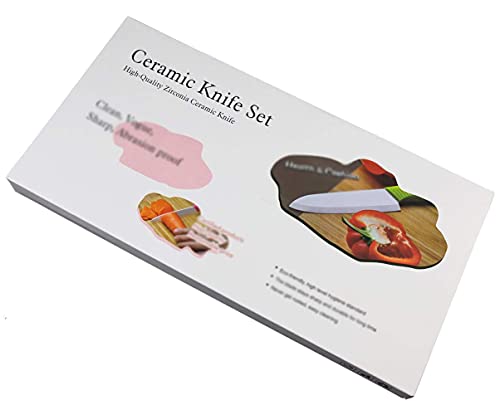 Wacool Ceramic Knife Set 3-Piece (6-Inch Chef's Knife, 5-Inch Utility Knife,4-Inch Fruit Paring Knife), With 3 Knife Sheaths For Each Blade (Colorful Handle) #TOP4