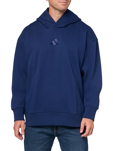 adidas Men's All SZN Fleece Loose Hoodie, Dark Blue, Large4