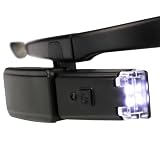 Meichoon Lupa USB ładowalna opaska na głowę szkło powiększające ze światłem LED, 6 regulowanych soczewek 1,5 x 2,0 x 2,5 x 3,5 x 4,0 x 4,5 x, do naprawy czytania i piękna