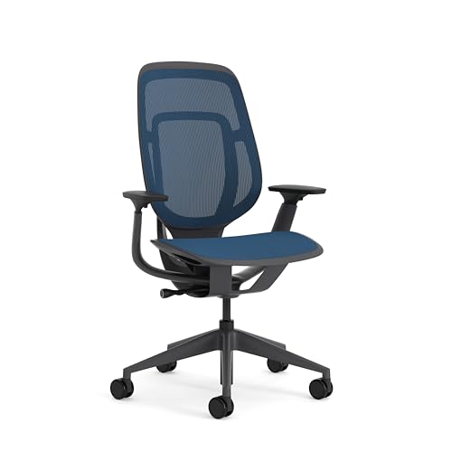 Steelcase Karman Ergonomic Height Adjustable Office Chair with Baltic-Blue Upholstery; Made in Europe option