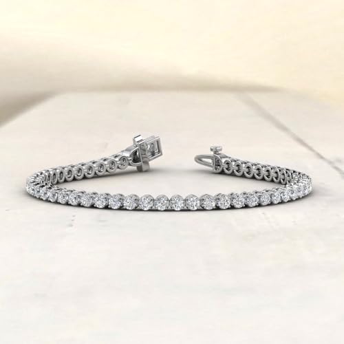 Image of 1 to 6 Carat Prong Set Round Cut Natural Diamond Tennis Bracelet for Women in 14K Gold (7 Inch) (I1-I2 Clarity)