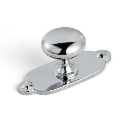 Image of Goo-Ki Chrome Plating Zinc Alloy Cabinet Large Knob with Backplate - Single Hole Center Cabinet Pull Hardware for Bedroom, Kitchen, 6 Pack（8611-G013）
