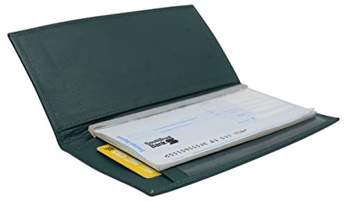 Funda de piel auténtica para chequera y portadocumentos Marshal Regular verde 5
