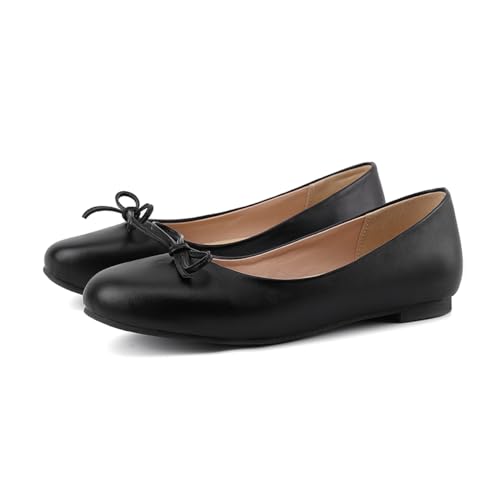 MRKEWUNEY Elegant Bow Ballet Flats for Women Slip On Comfortable Dress Shoes EU32-54