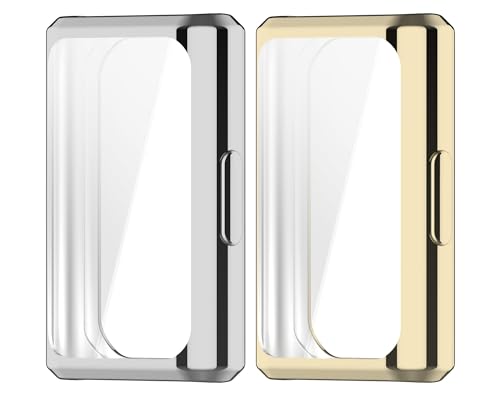 SHEAWA for HUAWEI Band 11 Pro �P�[�X �J�o�[ 2�Z�b�g �ی�P�[�X TPU �\�t�g�J�o�[ �Ռ��z�� ��ʕی� �d�C���b�L �A�N�Z�T���[ (�V���o�[+���C�g�S�[���h)