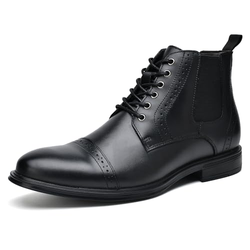 Image of ArcBrothers Men's Chelsea Boots, Relaxed Fit Roomy Toe Box Design, Premium Leather Slip-on Ankle Boots, All-Day Comfort