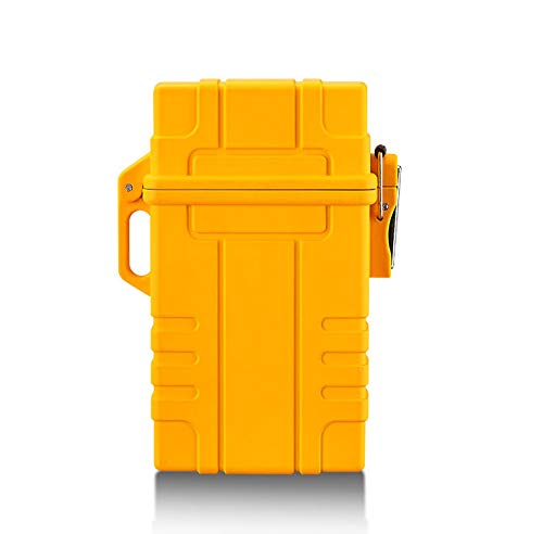 Skywin Caixa De Cigarro À Prova D'Água Com Isqueiro - Caixa De Cigarro Hermética Com Isqueiro Recarregável - Protege Os Cigarros Da Água, Ótima Para Aventuras Ao Ar Livre Amarelo