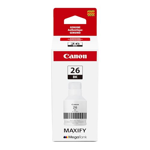 Canon GI-26 Genuine Pigment Black Ink Bottle, Compatible with MegaTank GX7120, GX6120, GX5120, GX6020, GX7020, GX6021, GX7021, GX5020, GX4020, and GX3020 Printers - image 1