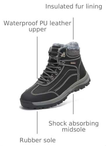 Image of TSIODFO Men Boots Winter Waterproof Outdoor Hiking Shoes Leather