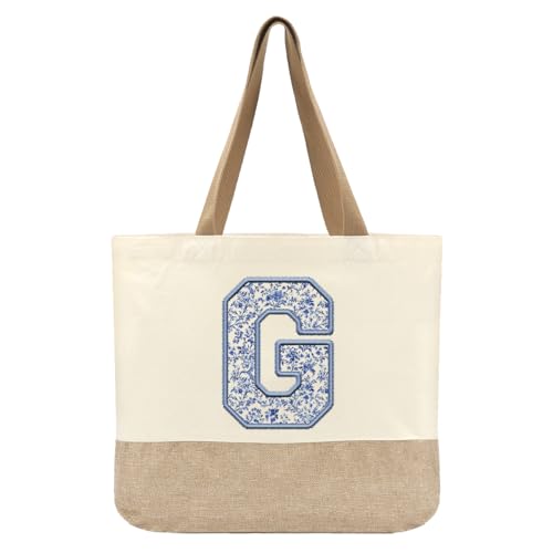 Bolsa Tote de Lona Initial Canvas para Mujer Personalizada miniatura 1