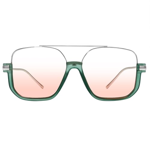 Image of GUVIVI Retro Oversized Aviator Sunglasses for Women Men Square Double Bridge Pilot Sun Glasses 70s Trendy Shades