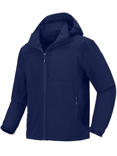 EIGIOO Men's Softshell Jacket Tactical Waterproof Fleece Lined with Hood Windbreaker Rain Shell...