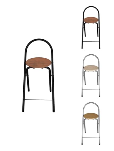 JARDIN202 Taburete Plegable 80x40x45 cm Negro y Plata