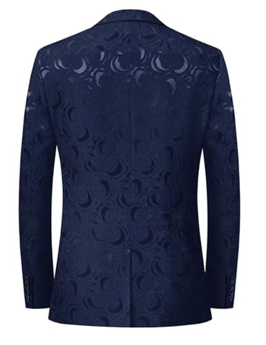 Men's Floral One Button Blazer Slim Fit Contrast Collar Formal Tuxedo Jacket for Prom Wedding Party2