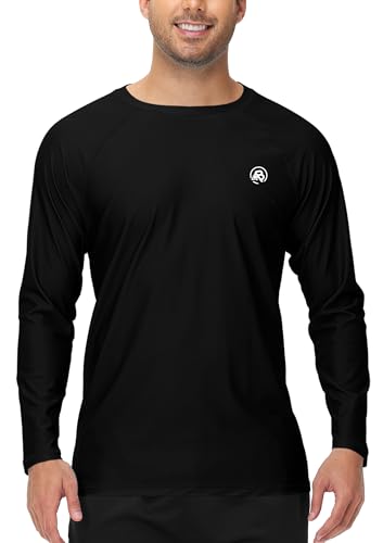 Image of AOBUTE Mens Long Sleeve Swim Shirt Quick Dry Sun Protection Rash Guard