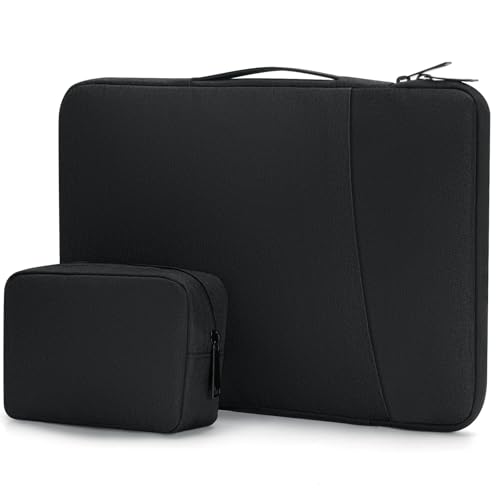 Cozary Custodie PC 14 Pollici Portatile, Custodia Computer Notebook, con Piccola Custodia, Leggera Impermeabile Borsa Porta PC con Tasca Frontale, per MacBook Air/Huawei/Lenovo/HP/Samsung, Nero