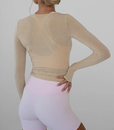 Image of Womens Slim Fit Tie Front Open Front Wrap Long Sleeve T Shirt Y2K Ballet Going Out Cardigan Aesthetic Casual Tops